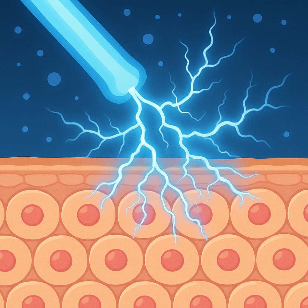 jet plasma therapy in action and mechanism illustration